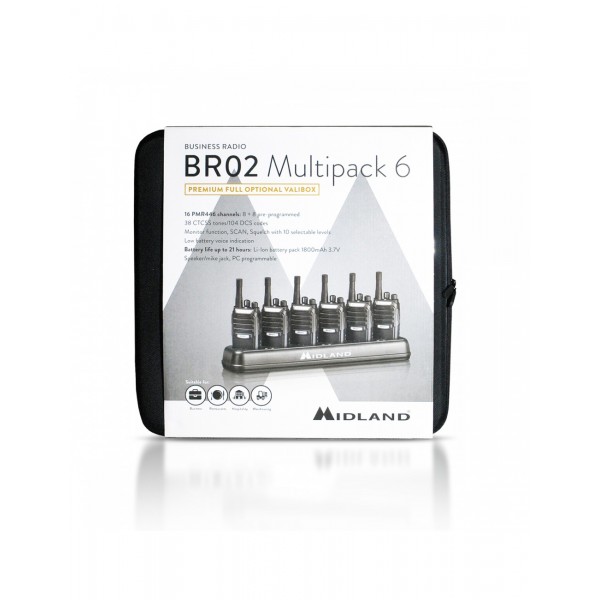 Φορητός επαγγελματικός πομποδέκτης PMR Midland BR02 SET 6 PCS