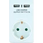 Powertech Φορτιστής Χωρίς Καλώδιο με 2 Θύρες USB-A Λευκός (PT-767)