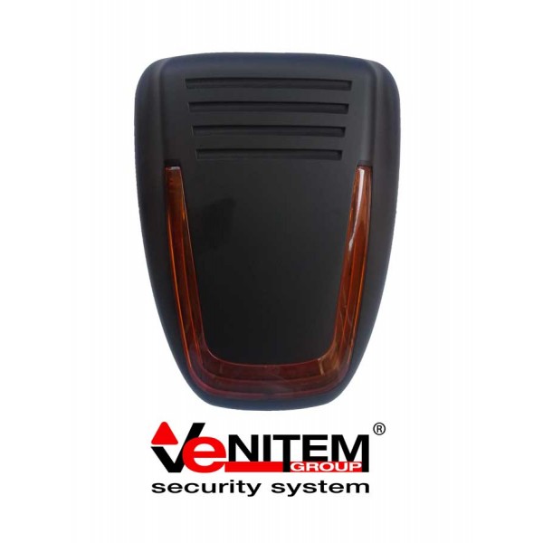 Venitem Mose LS Εξωτερική σειρήνα μαύρη ματ, με πορτοκαλί LED φλας Grade 3