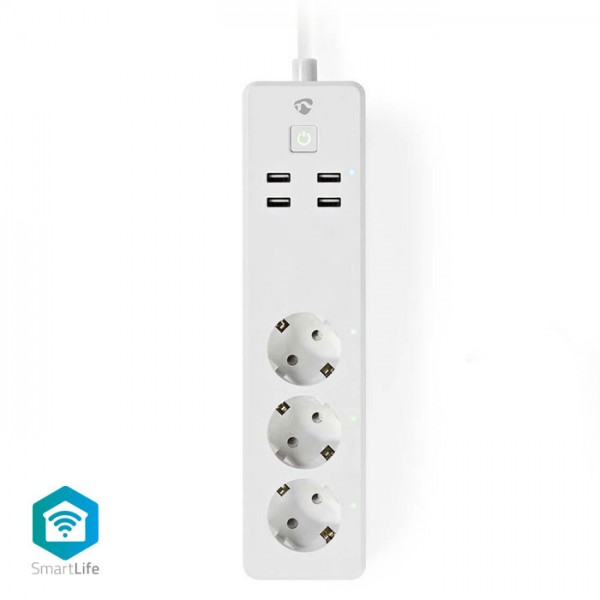 NEDIS WIFIP310FWT WiFi έξυπνο πολύπριζο 3 θέσεων και 4 θυρών USB