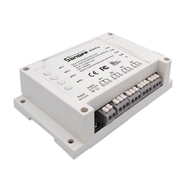 SONOFF Smart Διακόπτης 4CH PRO R2, 4 θέσεων, 10A, WiFi, RF, λευκός
