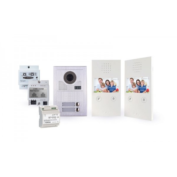 Θυροτηλεόραση WIFI KIT 2 μπουτονιέρες 2 πλήκτρων με 2 οθόνες