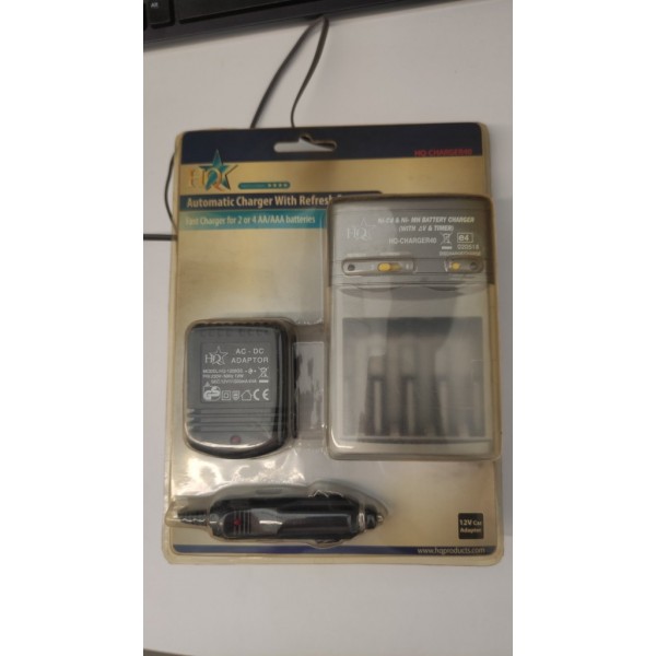HQ Φορτιστής μπαταριών 2 ή 4 AA/AAA μπαταρίες με αναπτήρα αυτοκινήτου HQ-CHARGER40