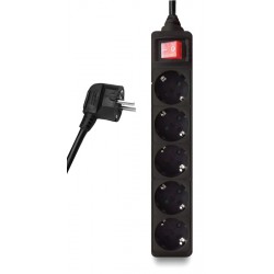 POWERTECH πολύπριζο PT-875, 5x schuko, 16A, 1.5m, μαύρος