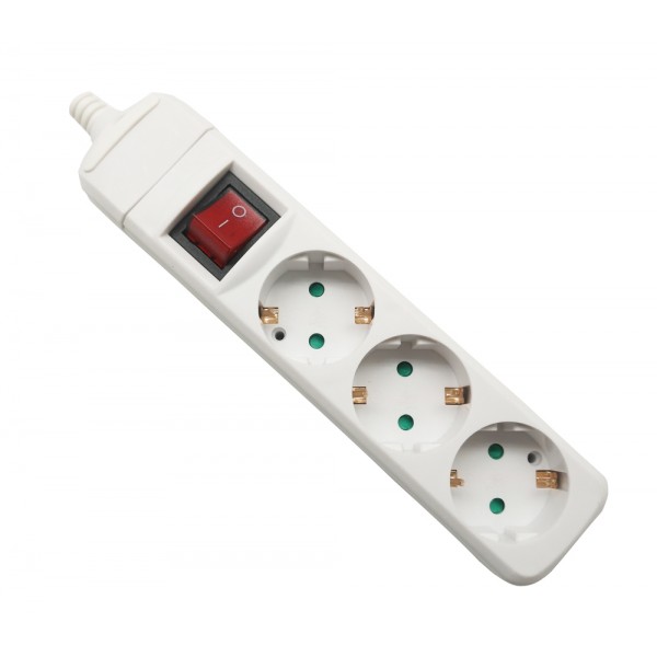 SM-765 Πολύμπριζο schuko χωρίς καλώδιο 3 θέσεων με διακόπτη