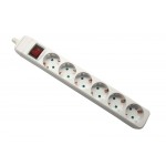 SM-766 Πολύμπριζο schuko χωρίς καλώδιο 6 θέσεων με διακόπτη