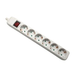 SM-766 Πολύμπριζο schuko χωρίς καλώδιο 6 θέσεων με διακόπτη