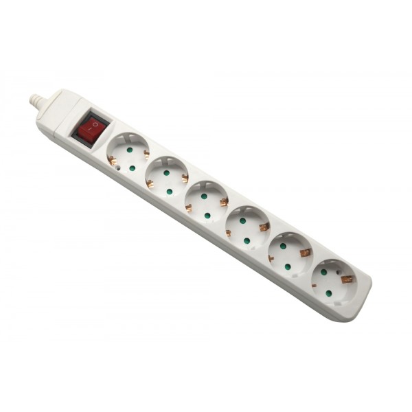 SM-766 Πολύμπριζο schuko χωρίς καλώδιο 6 θέσεων με διακόπτη