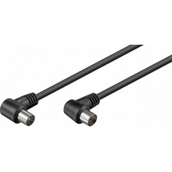 Καλώδιο κεραίας αρσενικό - Καλώδιο κεραίας θηλυκό Μαύρο Γωνιακό 1.5m 