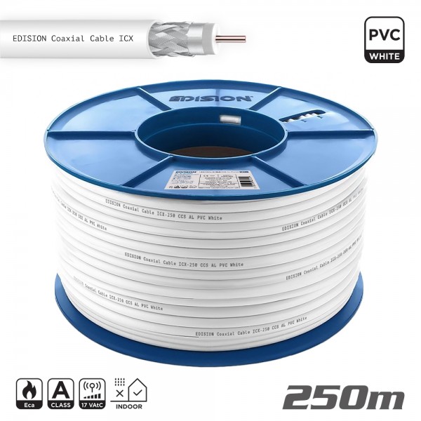 Edision Καλώδιο Coaxial ICX-250 CCS AL Eca PVC Λευκό 250m