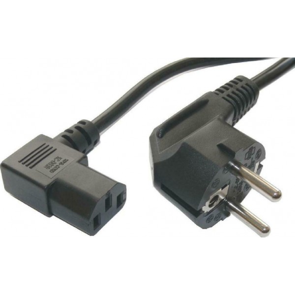 Powertech Schuko - IEC C13 Cable 1.5m Μαύρο Γωνιακό (CAB-P015)