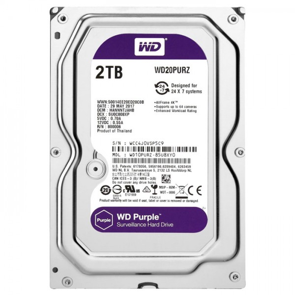 Western Digital Purple 2TB, SATAIII, 3,5", 64MB