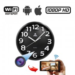 Κρυφή κάμερα σε ρολόι τοίχου ασύρματη WiFi με καταγραφή βίντεο MicroSD σύνδεση με κινητό