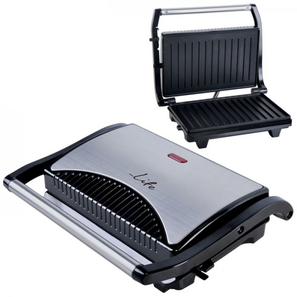 LIFE STG-100 INOX Τοστιέρα με grill πλάκες και αντικολλητική επίστρωση 700W