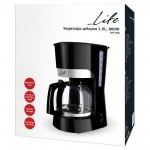 LIFE CM-100 Kαφετιέρα φίλτρου 1.5L, 800W με inox λεπτομέρειες 