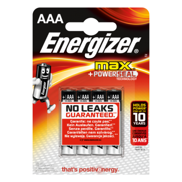 Energizer AAA/LR3 - Ε92 Max+Power Seal, 4τμχ