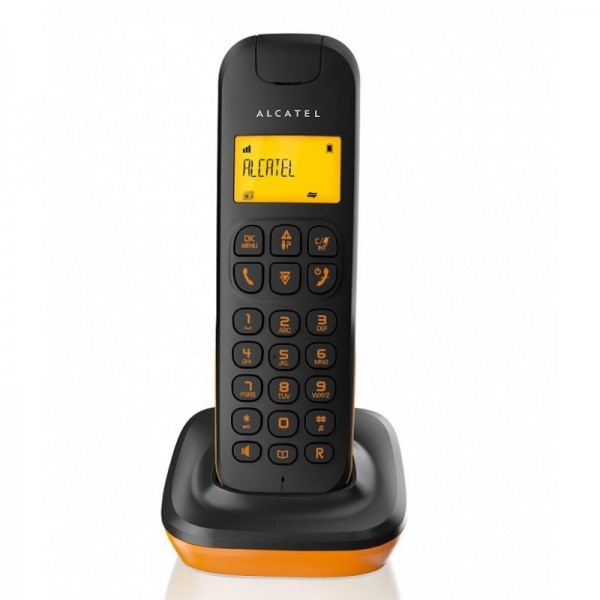 Alcatel D185 Black/Orange Ασύρματο τηλέφωνο με ανοιχτή ακρόαση και φωτιζόμενη οθόνη