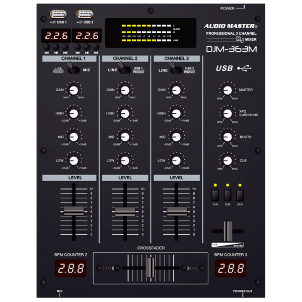 Audio Master DJM363M Επαγγελματικός Μίκτης DJ 3 Καναλιών