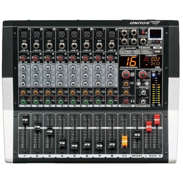 TE800 Αυτοενισχυόμενος μικροφωνικός μίκτης 6 καναλιών 2 x 250 Watt