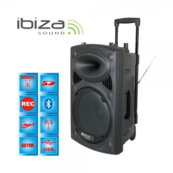 Ibiza Sound PORT12VHF-BT Φορητό σύστημα αναγγελιών (Public Address System) 12"/30cm με USB-MP3, BT, REC, VOX και 2 μικρόφωνα VHF
