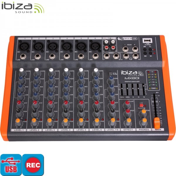 Ibiza Sound MX801 Μίκτης 8 καναλιών με Phantom Power