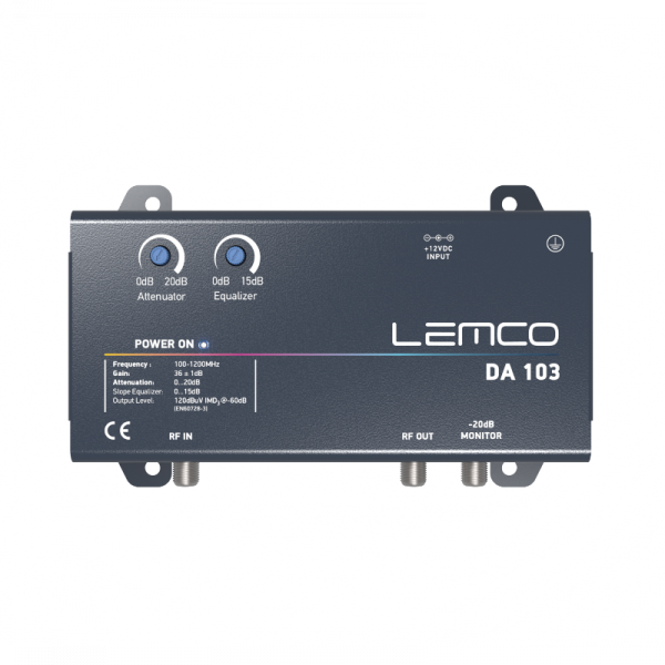LEMCO DA-103 Ενισχυτής full band 36dB gain / 120dΒμV εξόδου με ισοσταθμιστή