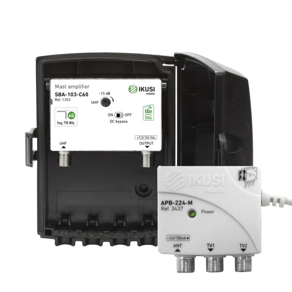 IKUSI JSBA103-C60 KIT – Ενισχυτή ιστού με ενσωματωμένη λειτουργία φίλτρου LTE και Τροφοδοτικό +24V