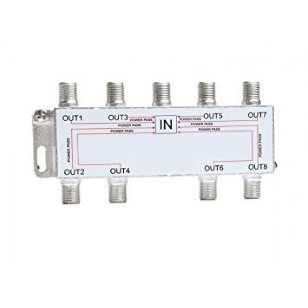 Silver star DSP-8 Διακλαδωτής κεραίας 1:8 5-2400MHz, είσοδος - έξοδος DC PASS 