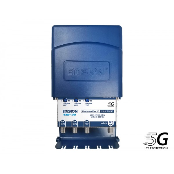 Edision KIT Ενισχυτής ιστού AMP-30 5G 2UHF 1VHF 17-32db 24V