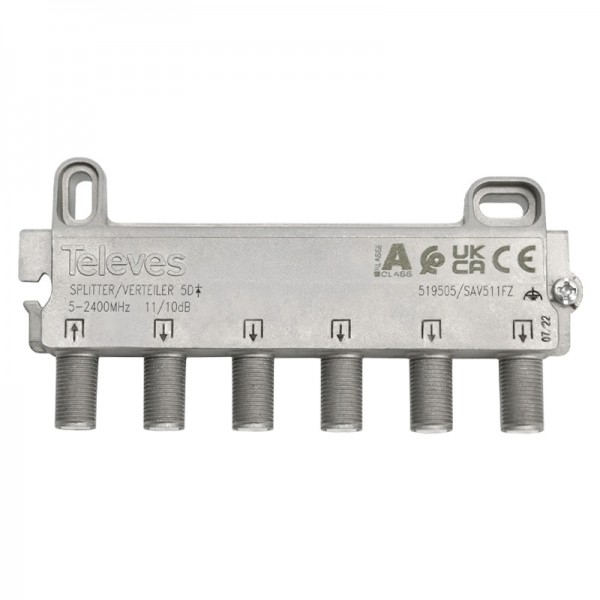 Televes 519505 splitter 5 ways F 5-2400 MHz DC pass