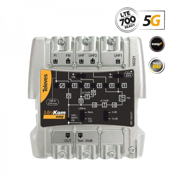 Televes 562221 MiniKom ΕΝΙΣΧ. ΚΕΝΤΡΙΚΟΣ Easy-F 5G LTE 115dBuV FM/V/2xU/SAT