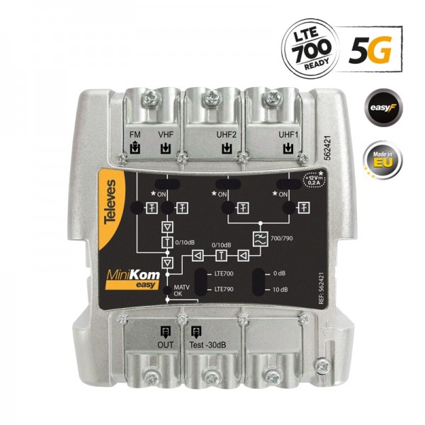 Televes 562421 MiniKom ΕΝΙΣΧ. ΚΕΝΤΡΙΚΟΣ Easy-F 5G LTE 116dBuV FM/V/2xU