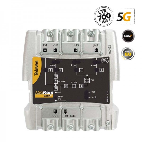 Televes 562422 MiniKom ΕΝΙΣΧ. ΚΕΝΤΡΙΚΟΣ Easy-F 5G LTE 116dBuV FM/V/2xU