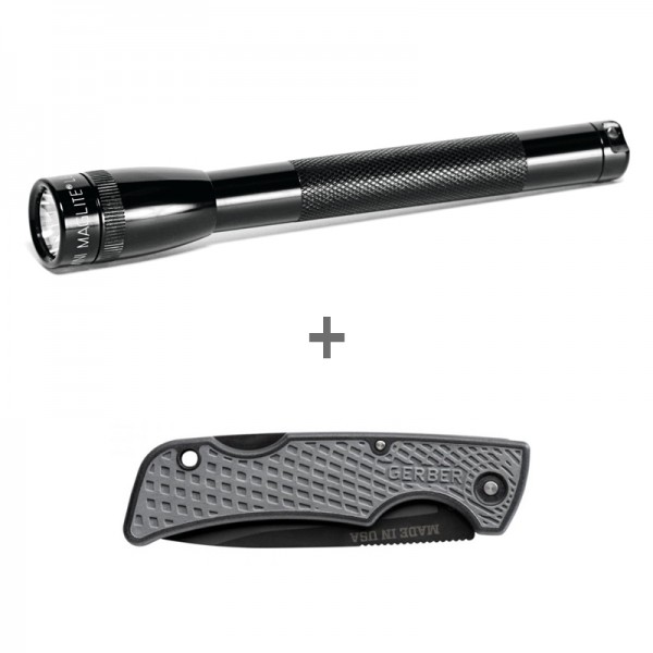 MAGLITE SP32TRK Φακός MINI 2x AAA LED μαύρος & μαχαίρι Gerber KIT