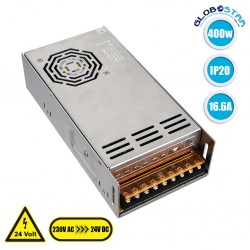 GloboStar 73046 Μεταλλικό Τροφοδοτικό PELV για Προϊόντα LED 400W 16.6A - AC 220-240V σε DC 24V