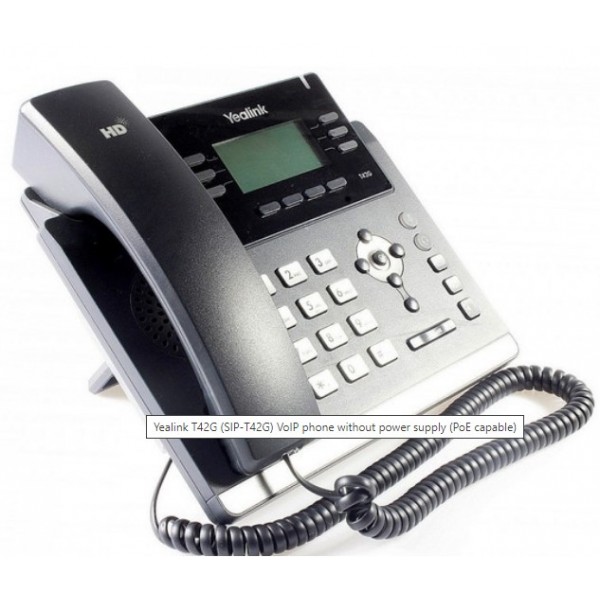 Yealink T42G VoIP Τηλεφωνική συσκευή Μαύρη SIP-T42G Σύνδεση με PoE (Used)