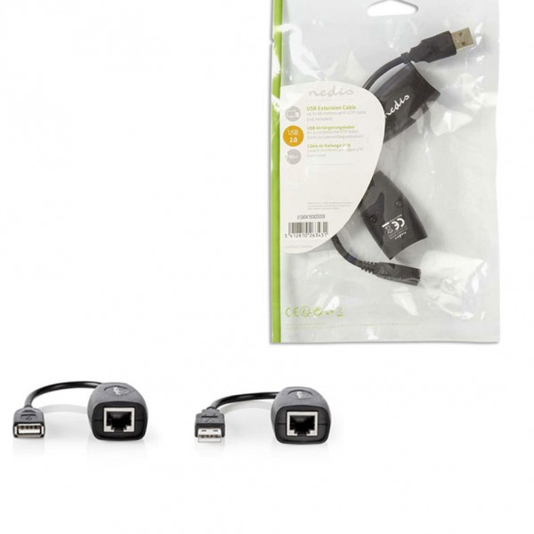 NEDIS  USB EXTENDER Πομποδέκτης για επέκταση USB μέσω καλωδίου UTP