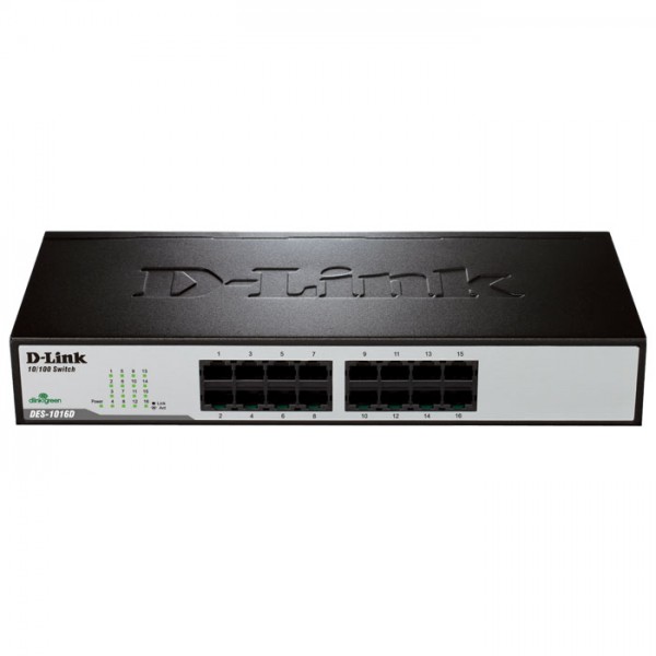 D-LINK DES-1016D 16-Port Ethernet 10/100 Unmanaged Desktop Rackmount Switch