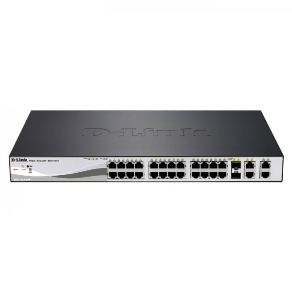D-LINK DES-1210-28P 24-Port Fast Ethernet PoE +2 Gigabit Ethernet +2 Combo SFP Unmanaged Metro Desktop Rackmount Switch