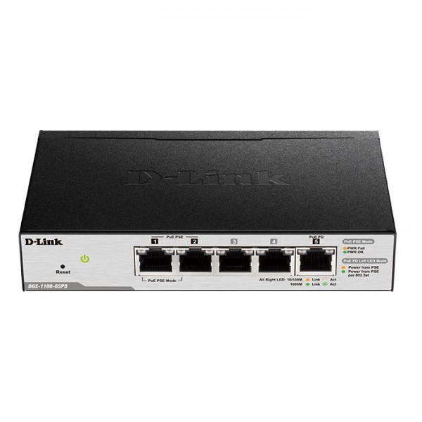 D-LINK DGS-1100-05PD 5-Port PoE-Powered Gigabit Smart Managed Switch με 3xGigabit & 2xPoE-ports