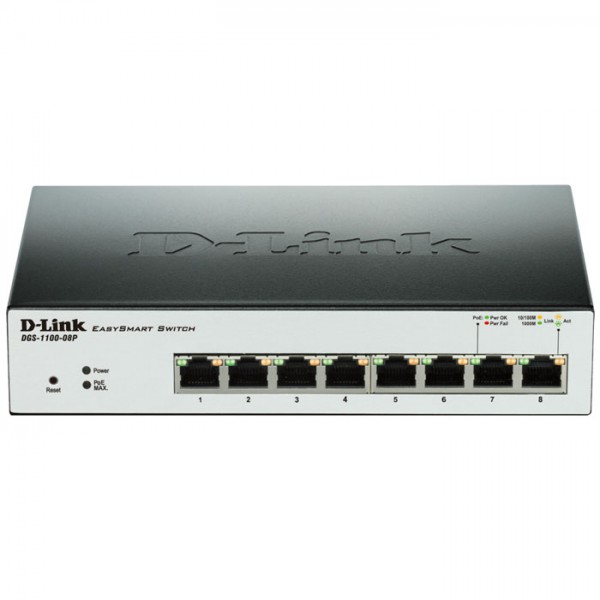 D-LINK DGS-1100-08P 8-Port Smart Managed Gigabit POE Desktop Switch