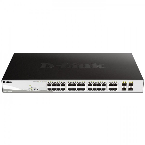 D-LINK DGS-1210-28MP 28-Port Max Poe Gigabit Smart Managed switch, 24xPoE & 4xSFP ports, 370W