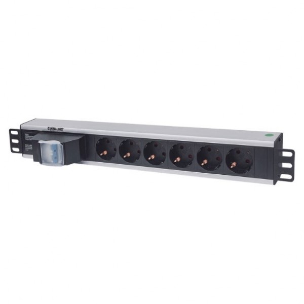 INTELLINET INT 711432 Πολύπριζο ρεύματος 1. 5U rackmount 19'', 6 θέσεων σούκο με διπλό ασφαλειοδιακόπτη