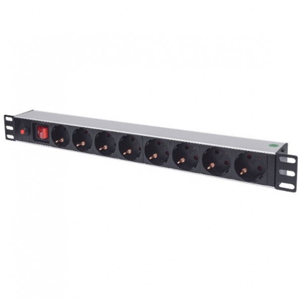 INTELLINET INT 713986 Πολύπριζο ρεύματος 1U rackmount 19'', 8 θέσεων σούκο με διακόπτη On/Off
