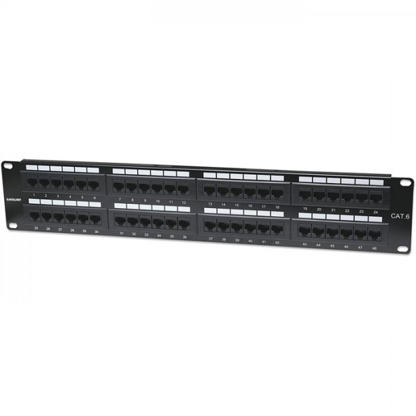 INTELLINET INT 560283Patch panel κατηγορίας CAT6 UTP 48 θυρών, 2U, σε μαύρο χρώμα