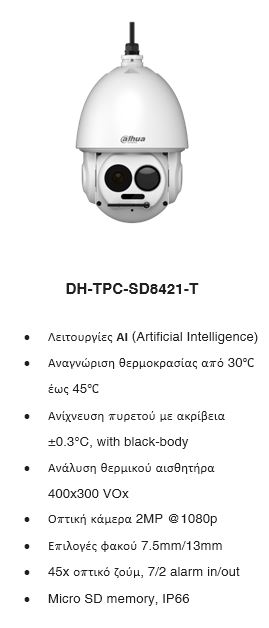 Dahua θερμικές κάμερες αναγνώρισης θερμοκρασίας ανθρώπου
