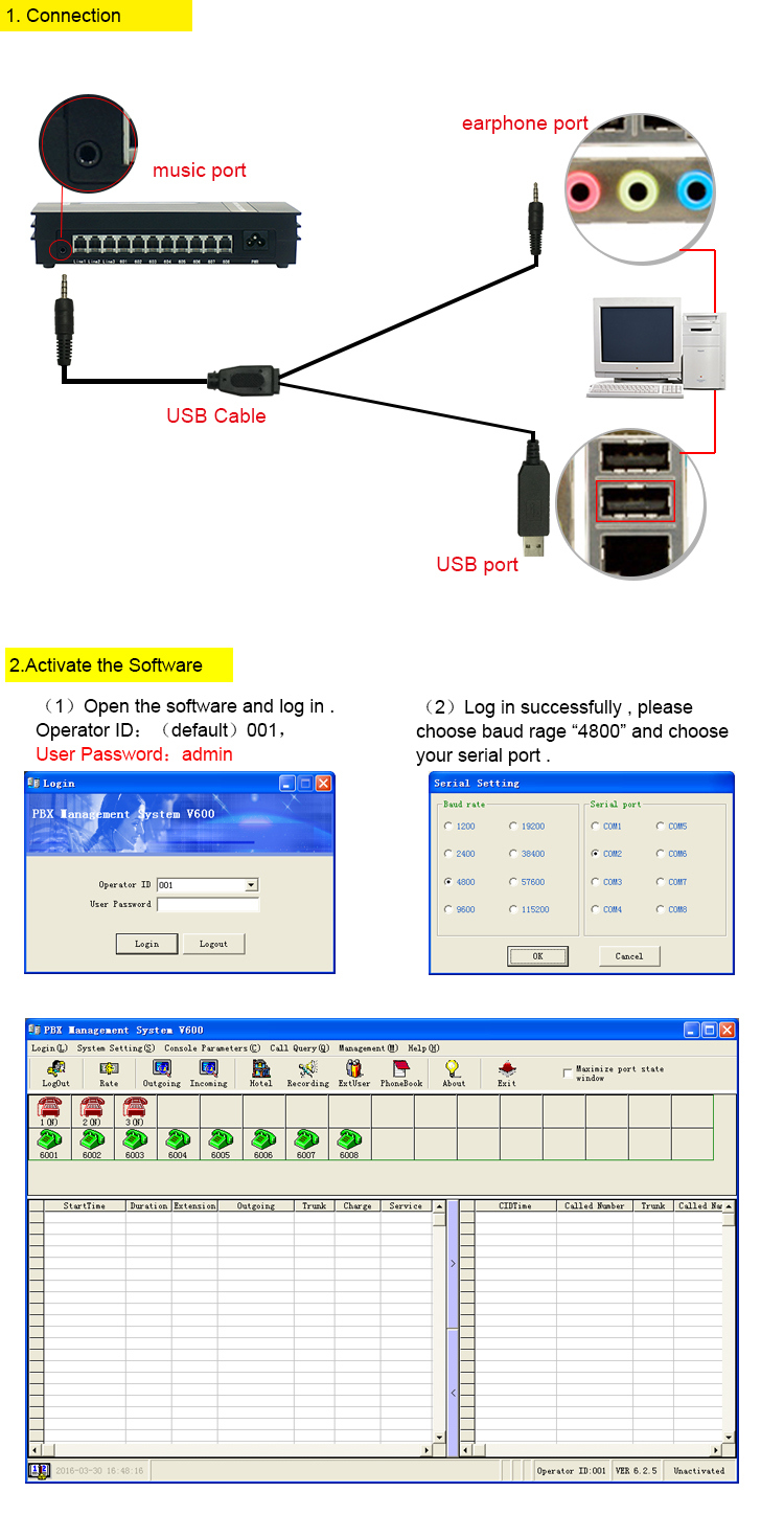 Key Telephone System PBX 3 Co Line 8 Extensions for Efficent Work